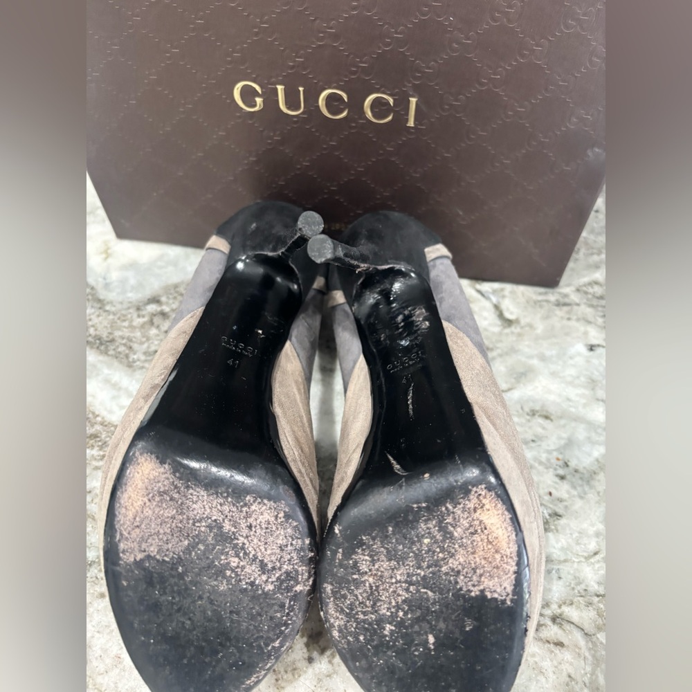 Gucci Women's Taupe Peep-Toe Heels Size:41 - Picture 6 of 10